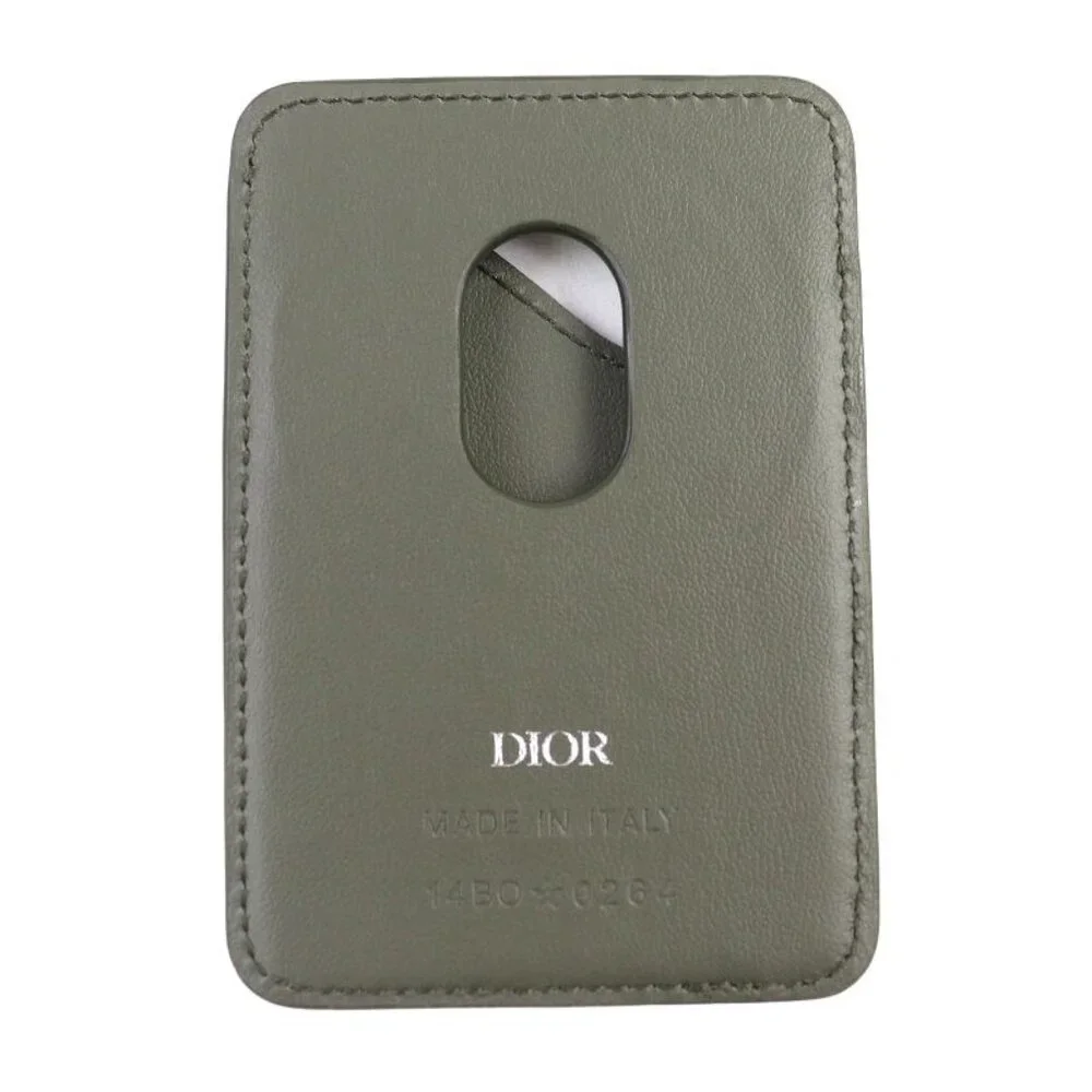 Christian Dior 2 flg Saddle Logo Magnet Gravity Leather Card Holder Card Case